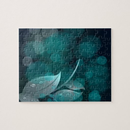 Puzzle Feuilles turquoise Bokeh (Horizontal)
