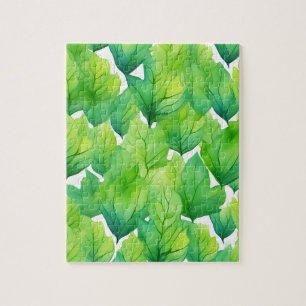 Puzzle Feuilles vertes aquarelle
