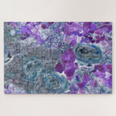 Puzzle Feuilles violets avec noeuds d'arbre bleu gris (Horizontal)