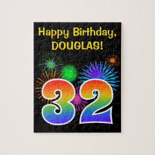 Puzzle Feux d'artifice amusants + Motif arc-en-ciel "32" 