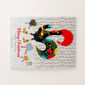 Puzzle Feux de Noël, baubles, cadeaux et coq (Horizontal)