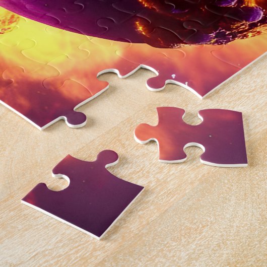 Puzzle Feux de violet et d'orange cosmiques sur Nebula en (Côté)