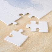 Puzzle Field Spaniel Snowy Fence Santa Hat Christmas Art (Côté)