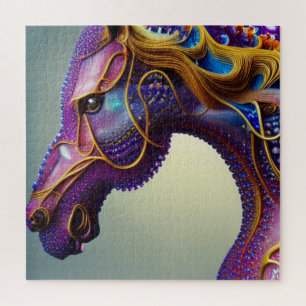 Puzzle Fierce Fractural Gems Horse Head Intense Abstract