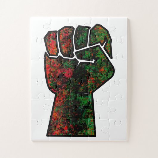 Puzzle fierté noire drapeau rouge vert poing panafricain (Vertical)
