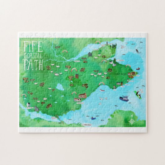 Puzzle Fife Coastal Path Scotland Illustrated Map Art (Horizontal)