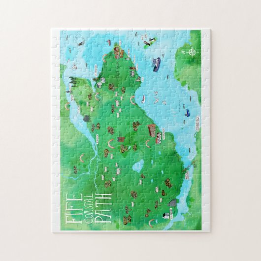 Puzzle Fife Coastal Path Scotland Illustrated Map Art (Vertical)