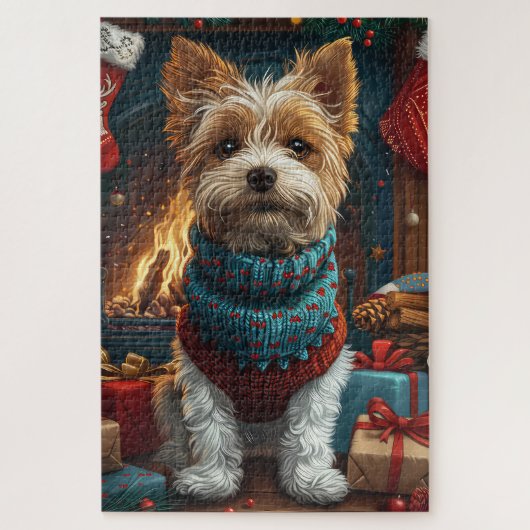 Puzzle Fil Fox Terrier Chien Avec Cheminée Cadeau de Noël (Vertical)