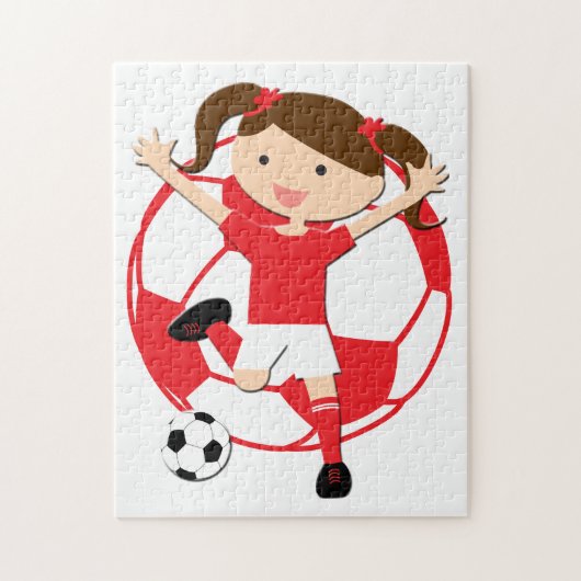 Puzzle Fille 1 du football et rouge et blanc de boule (Vertical)