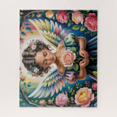 Puzzle Fille Ange Avec Fleurs (Vertical)