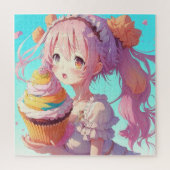 Puzzle Fille Anime avec Cupcake Whimsical (Vertical)