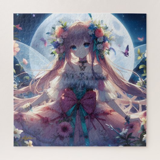 Puzzle Fille Anime Fleur Lune Fée (Vertical)