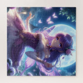 Puzzle Fille Anime Papillon Violet Aile Lune Fée (Horizontal)