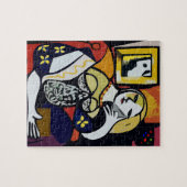 Puzzle Fille au téléphone avec fleurs (Horizontal)