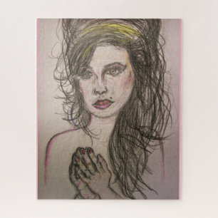 Puzzle fille aux cheveux de ruche priant