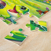 Puzzle Fille aux grands yeux et grenouille verte (Côté)