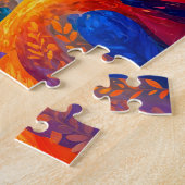 Puzzle Fille avec chat dans des couleurs fluides et vente (Côté)