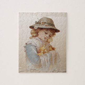 Puzzle Fille avec des petits canards