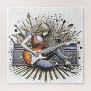 Puzzle Fille avec des vibes musicales