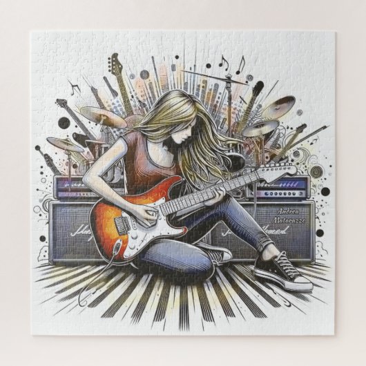 Puzzle Fille avec des vibes musicales (Vertical)