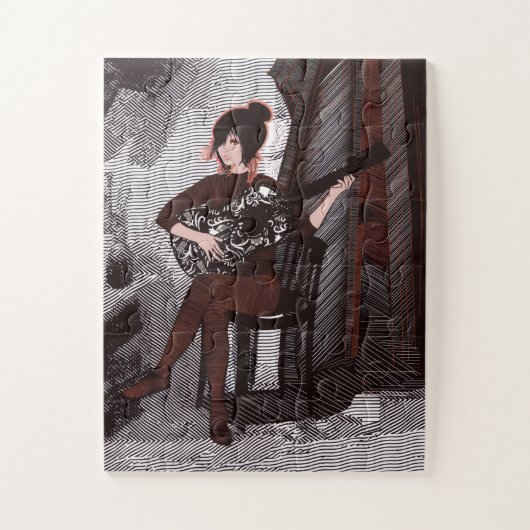 Puzzle Fille avec guitare  (Vertical)