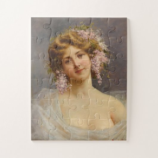 Puzzle Fille avec Lilacs, Achille Beltrame Art (Vertical)