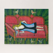 Puzzle Fille avec pigeons | Morris Hirshfield | (Horizontal)