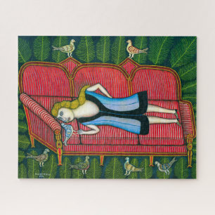 Puzzle Fille avec pigeons   Morris Hirshfield  