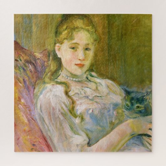 Puzzle Fille avec un chat pour animaux de compagnie (par  (Vertical)