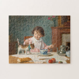 Puzzle Fille avec un chat   Victor Gabriel Gilbert
