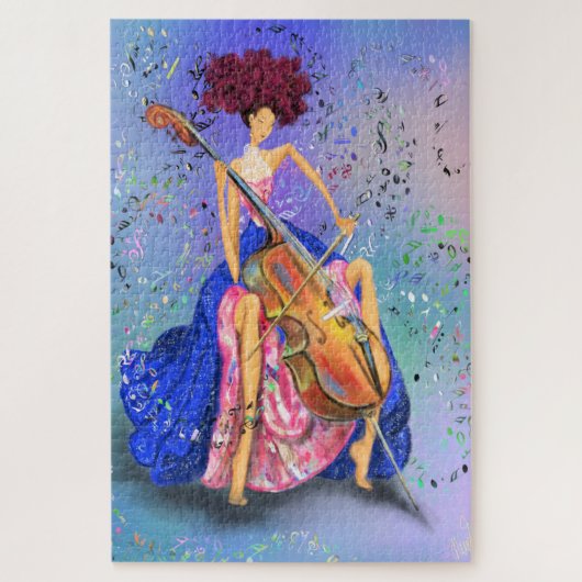 Puzzle Fille avec violoncelle - Fantastique mélodie - Des (Vertical)