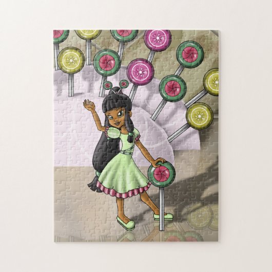Puzzle Fille Biracial et Lollipops (Vertical)