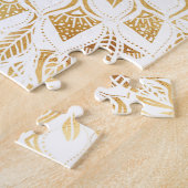 Puzzle Fille Blanc Mandala Or Floral (Côté)