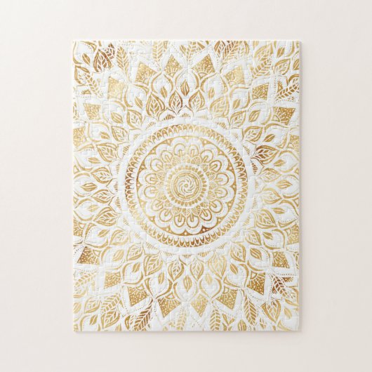 Puzzle Fille Blanc Mandala Or Floral (Vertical)
