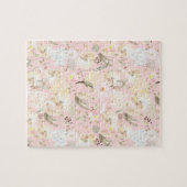 Puzzle Fille Blush Crème Rose Blanc Floral (Horizontal)