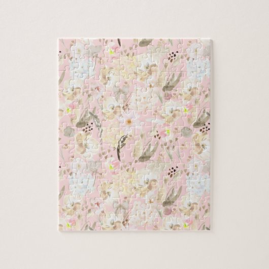 Puzzle Fille Blush Crème Rose Blanc Floral (Vertical)
