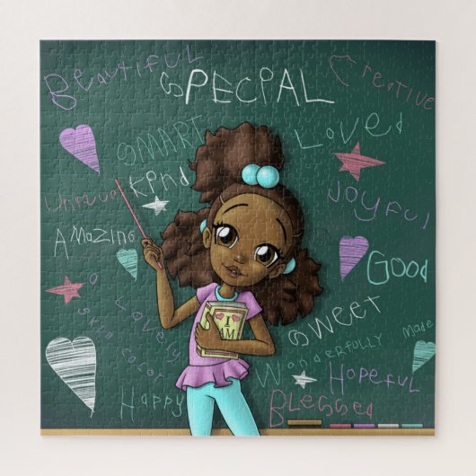 Puzzle Fille Brown et mots positifs (Vertical)