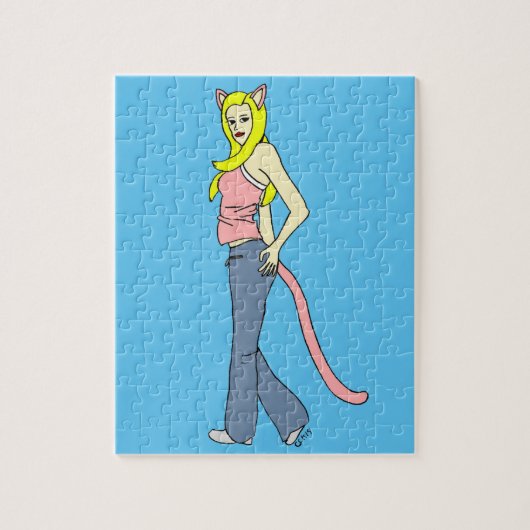 Puzzle fille chat   (Vertical)