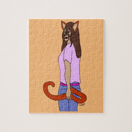 Puzzle fille chat   (Vertical)
