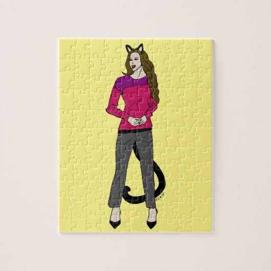 Puzzle fille chat (Vertical)