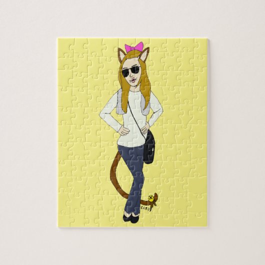 Puzzle fille chat   (Vertical)