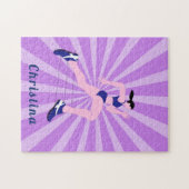 Puzzle Fille Coureur Marathon Jogger Rose Nom mignon (Horizontal)
