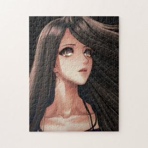 Puzzle Fille d'anime brunette aux yeux marrons