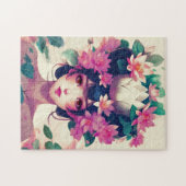 Puzzle Fille d'anime couronnée de fleurs de lotus (Horizontal)