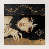 Puzzle Fille d'anime gothique noir et or (Horizontal)