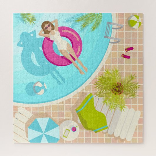 Puzzle Fille de piscine en bikini plage d'été (Vertical)