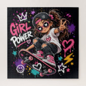 Puzzle Fille de skateuse cool dessin animé style graffiti (Vertical)