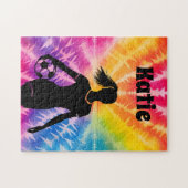 Puzzle Fille de soccer Personnalisée Cravate-Dye Rainbow  (Horizontal)
