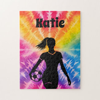 Puzzle Fille de soccer Personnalisée Cravate-Dye Rainbow
