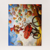 Puzzle Fille d'imagination fantasque colorée à vélo (Vertical)